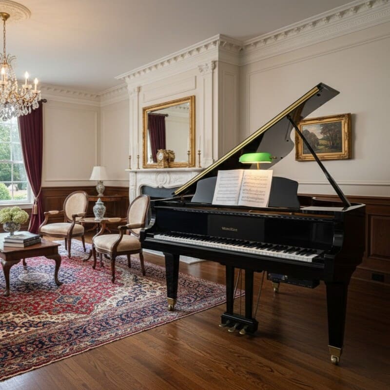 Wurlitzer 5’ Grand Piano – Glossy Black Bluetooth SelfPlayer