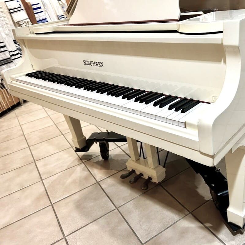 Elegant White Schumann Grand Piano – 5'5" - Image 5