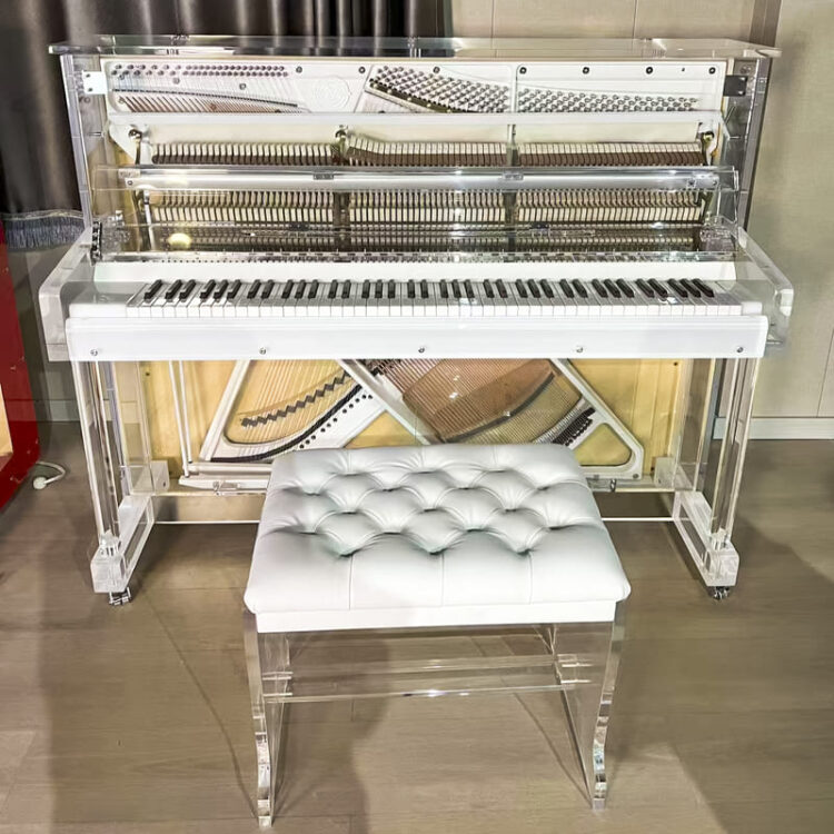 Modern Masterpiece: Custom Transparent Upright Piano