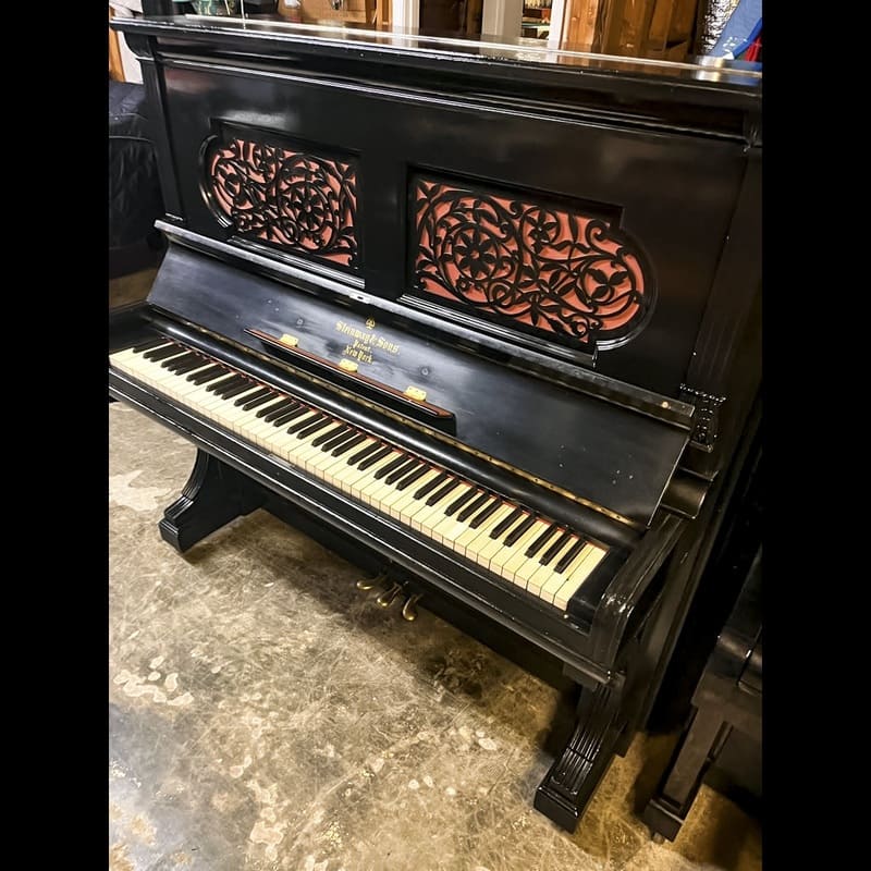Steinway & Sons 55" Upright Piano with Ornate Carved Cabinet - Image 2