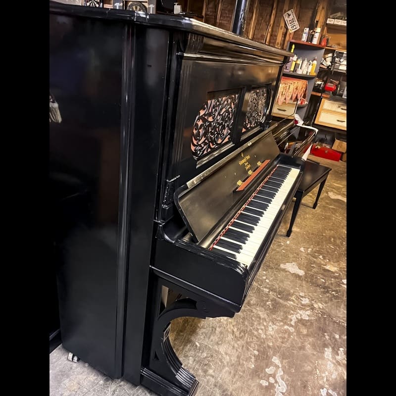 Steinway & Sons 55" Upright Piano with Ornate Carved Cabinet - Image 3
