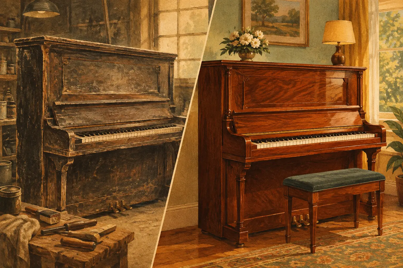 What a Restored Vintage Piano Transformation Reveals
